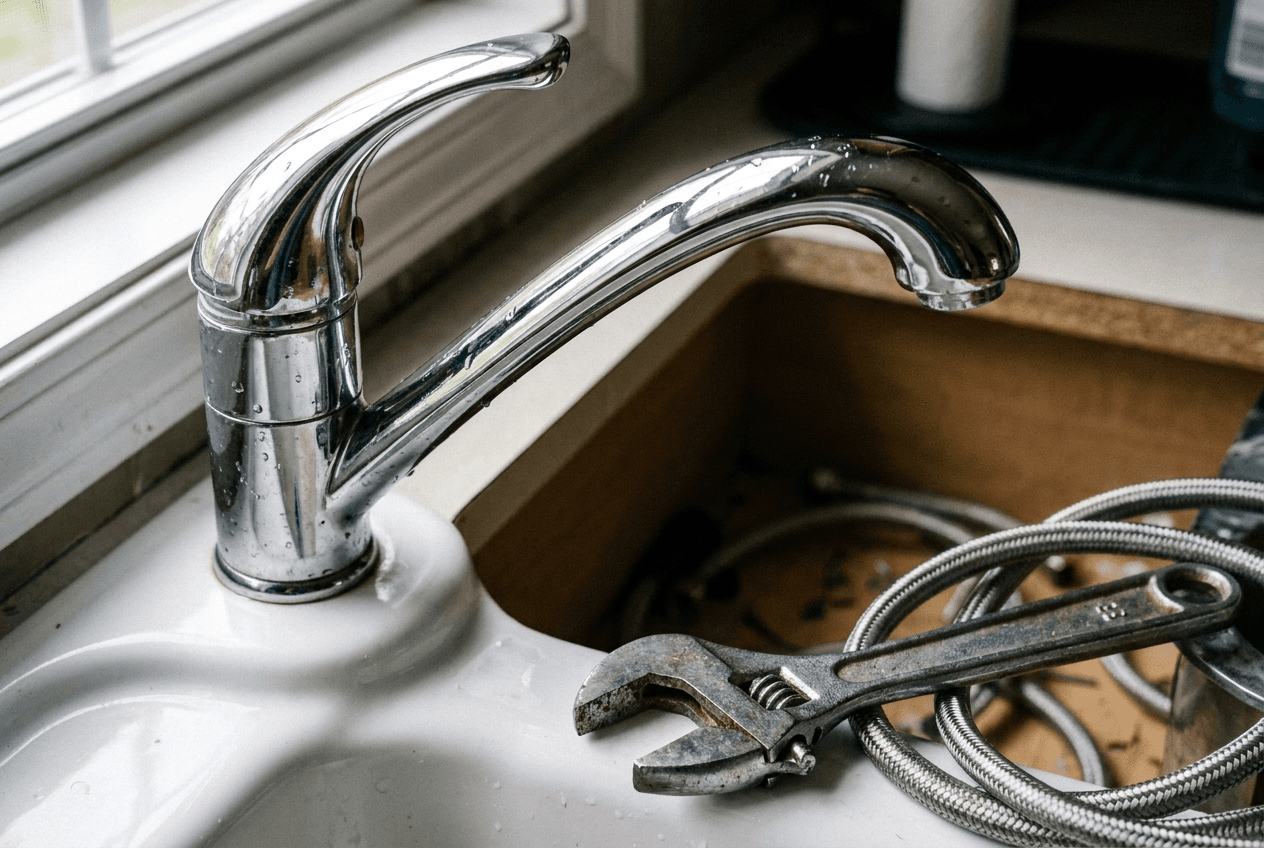 Kitchen faucet installation by B-Line Services in Pocatello, Idaho