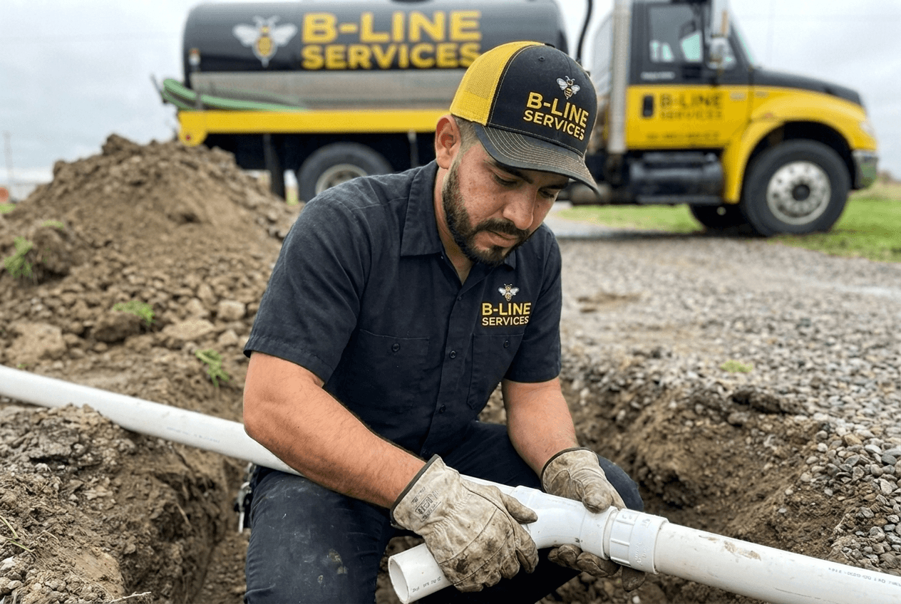 B-Line Services crew responding to a septic backup emergency in Pocatello, Idaho